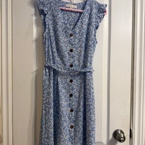 Monteau Blue and White Floral Dress